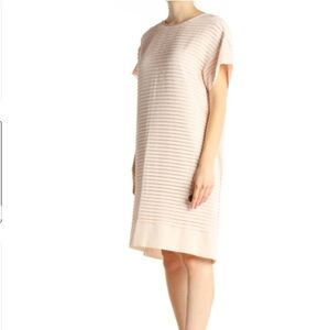J crew pale pink ribbed design shirt sleeve dress